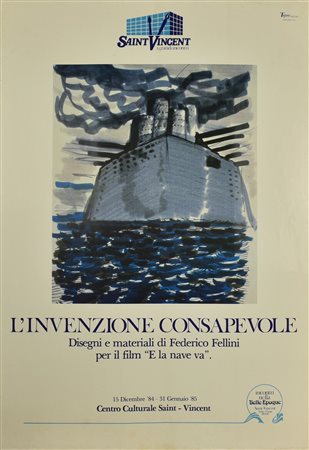 FEDERICO FELLINI L'INVENZIONE CONSAPEVOLE manifesto, 100x70 cm Realizzato dal...