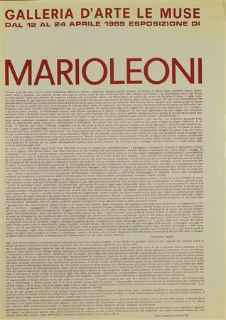 MARIO LEONI manifesto, 70x50 cm Realizzato dalla galleria d'arte "Le Muse"...