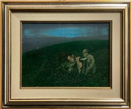 Giuseppe Banchieri "Figure nel paesaggio" 1970
olio su tela
cm 25x35
firmato e d