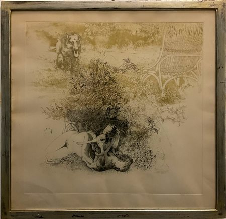 Sergio Saroni "Senza titolo" 
acquaforte
(lastra cm 63x62; foglio cm 73x72)
firm