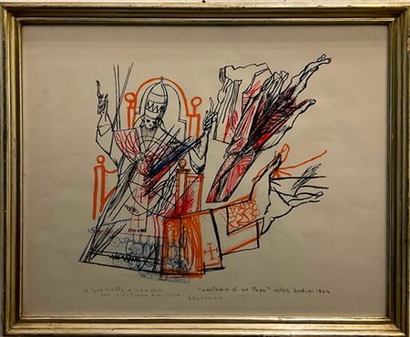 Floriano Bodini "Anatomia di un Papa" 1964
litografia a colori
cm 49x60,5
titola