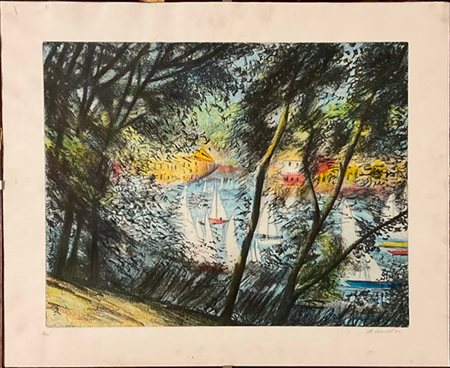 Michele Cascella "Senza titolo" 
litografia a colori
cm 60x73
firmata in basso a