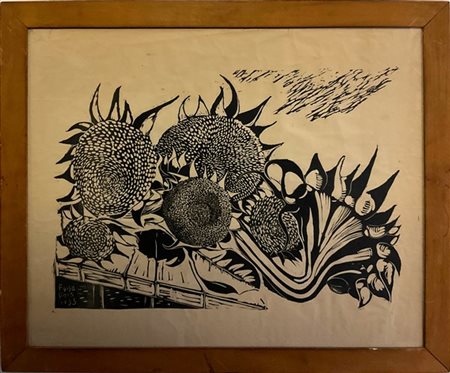 Foiso Fois "Girasoli" 1953
xilografia
cm 65x79
firmata e datata in lastra in bas