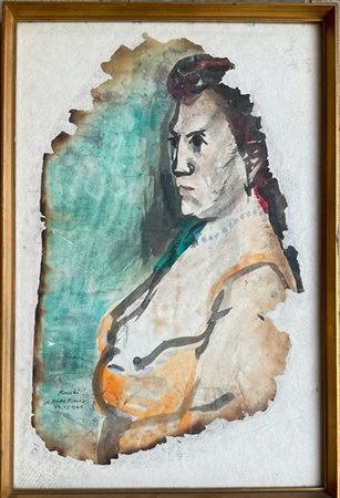 Gabriele Mucchi lotto composto da una tecnica mista su carta bruciata raffiguran