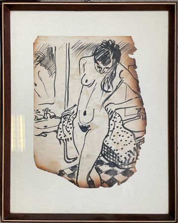 Gabriele Mucchi Lotto composto da sei disegni a matita su carta bruciata di sogg