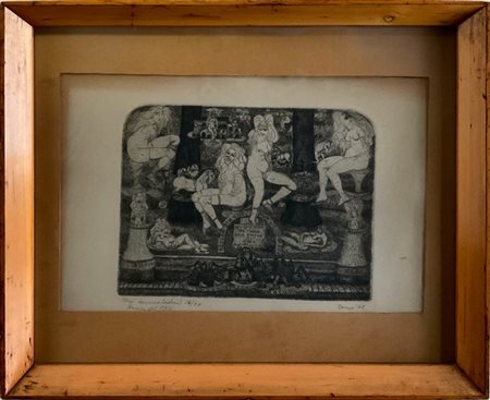 Tono Zancanaro "Danza del Prà" 1942
acquaforte
lastra cm 18x22,5
firmata, datata