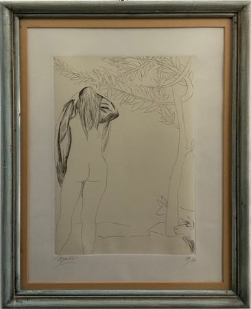 GIACOMO MANZÙ "Senza titolo" 
acquaforte
(lastra cm 51,5x33,5; foglio cm 66x46)