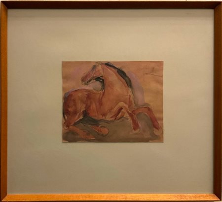 Cleto Tomba "Cavallo" tecnica mista su carta cm 14x17,5 firmato in alto a destra. In cornice (lievi difetti)