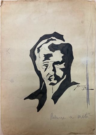 Romolo Romani Bozzetto a china su carta per un'illustrazione pubblicata sulla ri