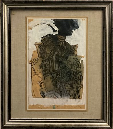 Giuseppe Zigaina "Senza titolo" 
tecnica mista su carta applicata su cartoncino