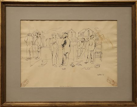 Franco Gentilini "La Commedia Umana - XI puntata" 1944
china su carta
cm 26,5x38