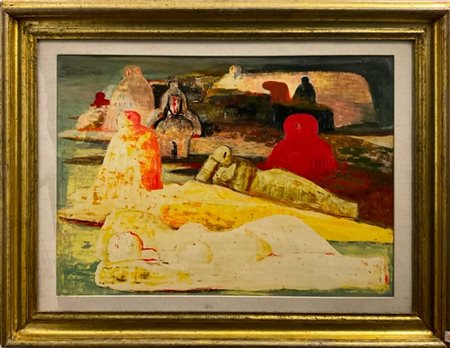 Salvatore Fiume "Isole di pietra" 
olio su masonite
cm 51,5x70
Firmato in basso