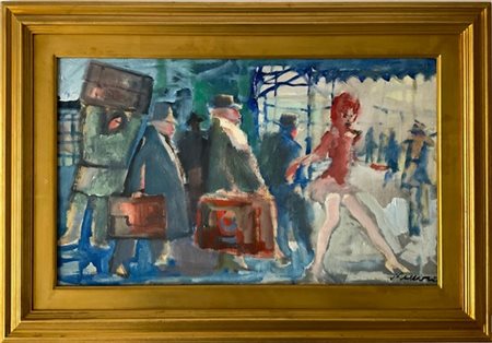 Mino Maccari "Senza titolo" Anni '60
tempera su cartone telato
cm 30x49
Firmato