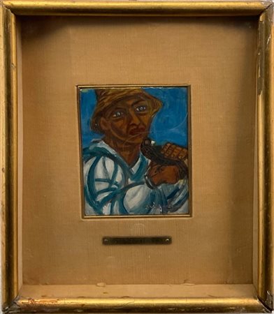 Giuseppe Migneco "Senza titolo" 1955
olio su tavola
cm 13x10
firmato e datato in