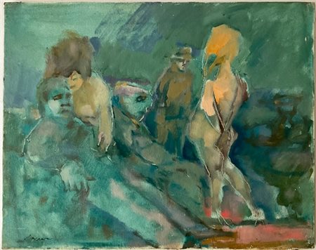 Mino Maccari "Convegno" 
olio su tela
cm 40x50
firmato in basso a sinistra. In c