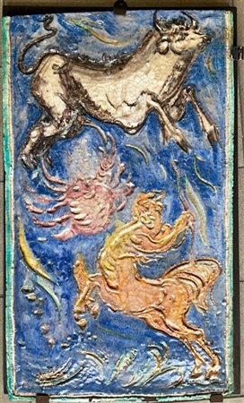 Aligi Sassu "Polittico dello Zodiaco" Anni '50
Pannello in terracotta maiolicata