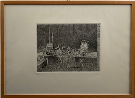 Gianfranco Ferroni "Senza titolo" 1961
acquaforte
(lastra cm 21x26,5; foglio cm