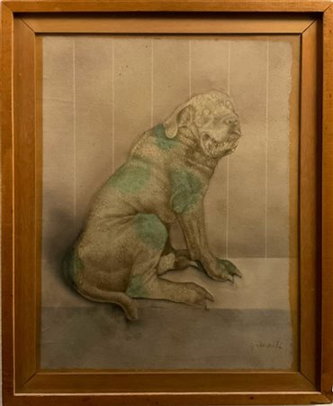 Carlo Guarienti "Cane" 
tecnica mista su carta intelata
cm 45x34
firmata in bass