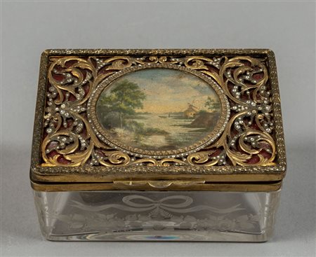 Scatoletta in cristallo molato con fiori e 