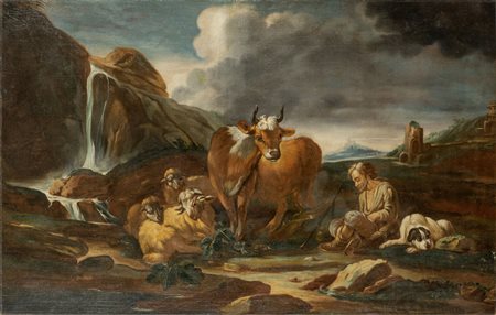 Scuola di Rosa da Tivoli "Paesaggio con armenti e 