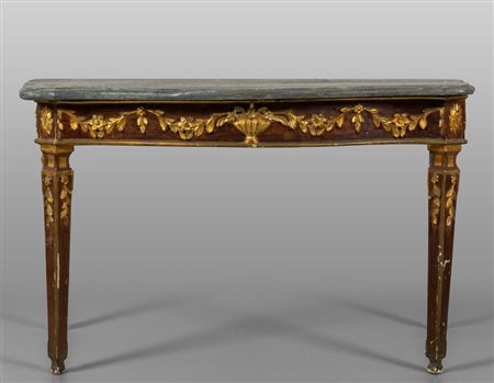 Console Luigi XVI in legno laccato a finto marmo 