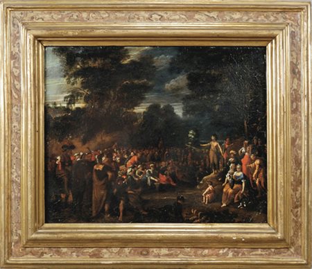 Scuola fiamminga sec.XVII "La predica di San 