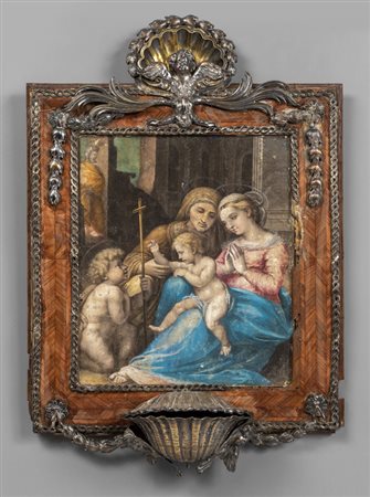 Acquasantiera Luigi XVI lastronata in palissandro 