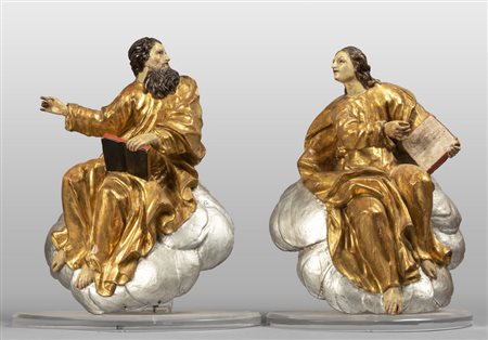 Evangelisti, coppia di scultura in legno 