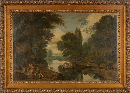 Scuola fiamminga sec.XVII "Il traghetto" 