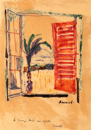 Marcello Avenali (Roma 1912-Roma 1981)  - Paesaggio con finestra