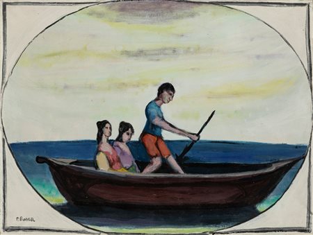 Pompeo Borra (Milano, 1898-1973)  - Figure nella barca