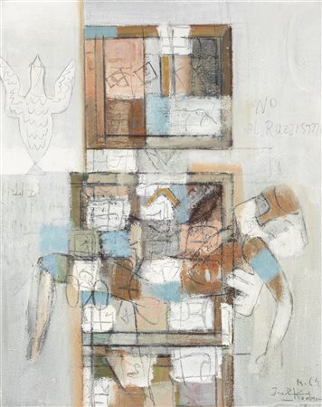 Ibrahim Kodra (Albania 1918-Milano 2006)  - Composizione con personaggio n. 1, 1964