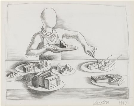 Mark Kostabi (Los Angeles 1960)  - Senza titolo, 1992