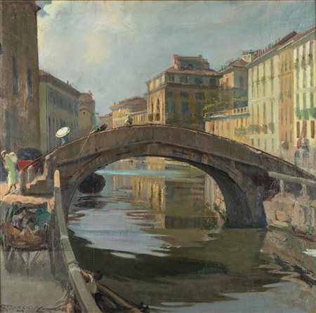Piero Ferruccio Baruffi detto Ferruccio da Caravaggio (Caravaggio 1889-1958)  - Il Naviglio