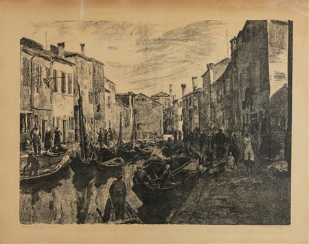 Mario Vellani Marchi (Modena 1895-Milano 1979)  - "Rio della 'lavanda' a Burano", 1935