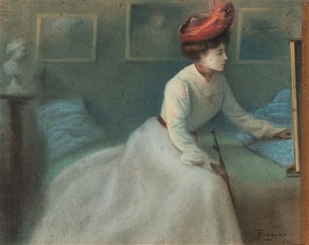 H. Pasquier (attivo tra XIX e XX secolo)  - Nello studio, 1902