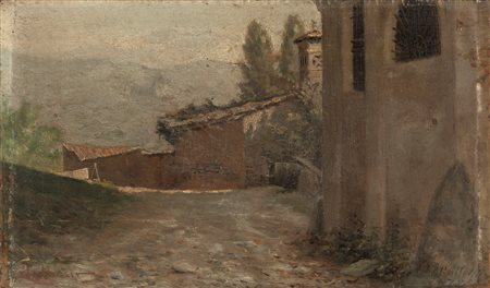 Adolfo Dalbesio (Torino 1857-Orbassano 1914)  - Scorcio di Galletto, presso Torino, 1878