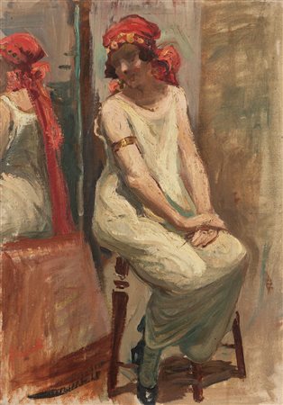 Romeo Bonomelli (Bergamo 1871-1943)  - "Allo specchio"