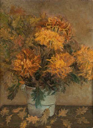 Giovanni Brivio (Milano 1894-1959)  - Crisantemi gialli, 1946