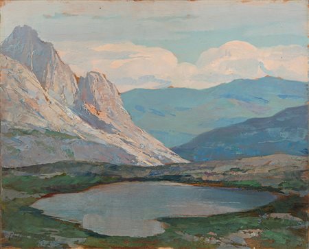 Eugenio Polesello (Pordenone 1895-Torino 1983)  - Laghetto delle Tre Cime di Lavaredo, 1930