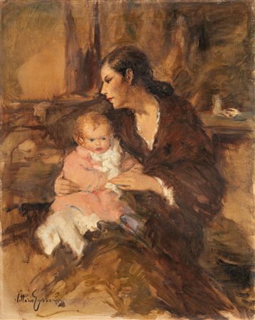Vittorio Gussoni (Milano 1893-Sanremo 1968)  - Amore materno