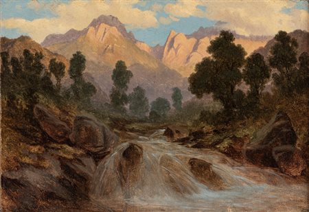 Cesare Cavaliè (Bergamo 1835-1907)  - Torrente della Val Brembana