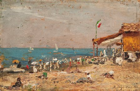 Lidio Ajmone (Coggiola 1884-Andezeno 1945)  - Spiaggia ligure, 1921