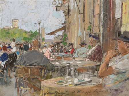 Silvio Bicchi (Livorno 1874-Firenze 1948)  - Caffè a Viareggio, 1937