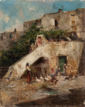 Oscar Ricciardi (Napoli 1864-1935)  - Cortile