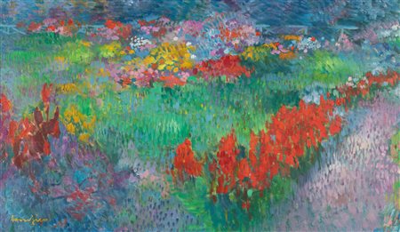 Ettore Fico (Piatto 1917-Torino 2004)  - Prato fiorito, 1976