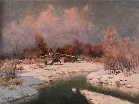 Ivan Karpoff (Novočerkassk 1898-Milano 1970)  - Tramonto in Dacia