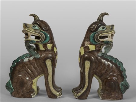 Coppia di Kilim in porcellana policroma, Cina 