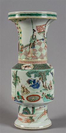 Vaso in porcellana bianca decorato in policromia 