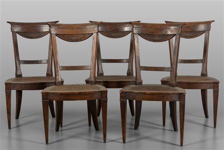 Cinque sedie Direttorio in noce, Genova inizi 